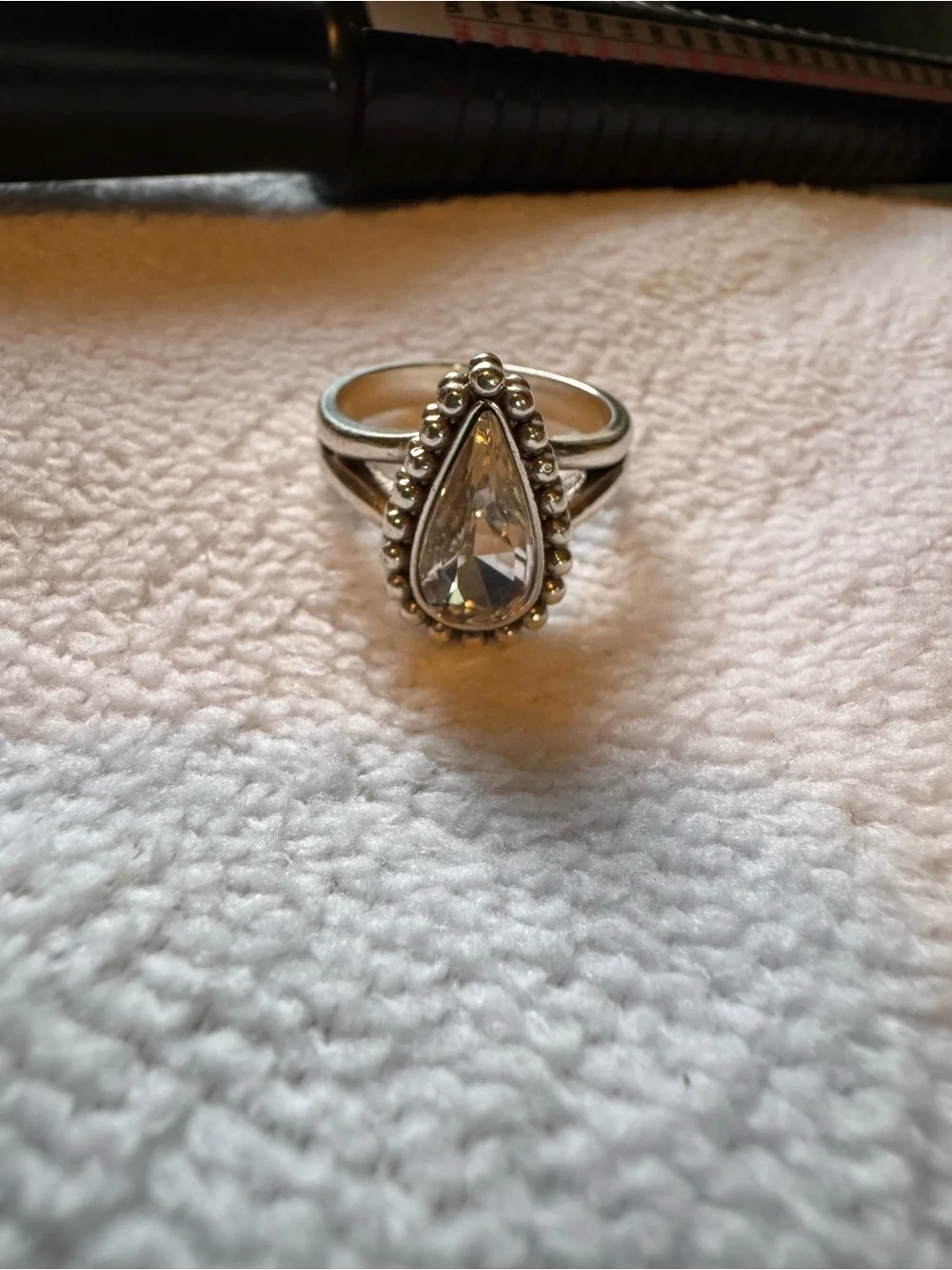 Brighton Silver Teardrop Crystal Ring